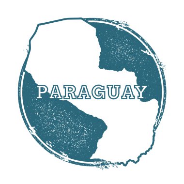 Paraguay adı ve haritası ile Grunge kauçuk damga, vektör illüstrasyon.