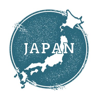 Japonya adı ve haritası ile Grunge kauçuk damga, vektör illüstrasyon.