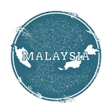 Adı ve Malezya haritası ile Grunge kauçuk damga, vektör illüstrasyon.