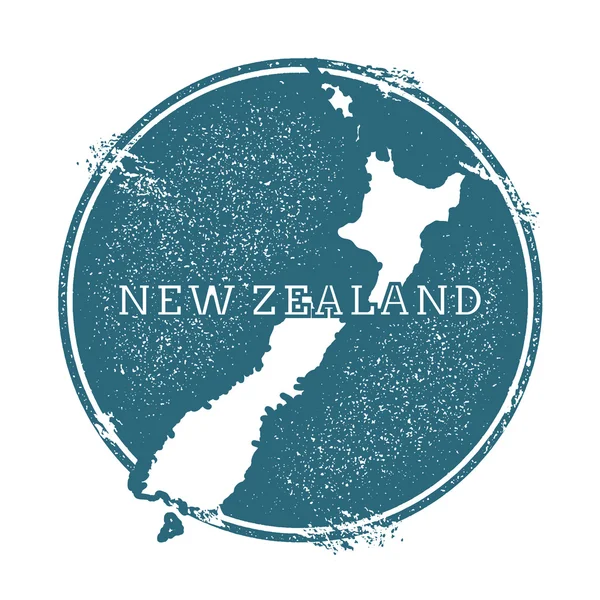 Grunge-Stempel mit Name und Karte von Neuseeland, Vektorillustration. — Stockvektor