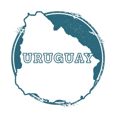 Grunge lastik damga adı ve Uruguay, vektör çizim Haritası.
