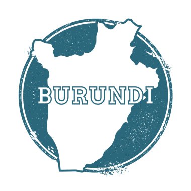 Grunge lastik damga adı ve Burundi, vektör çizim Haritası.