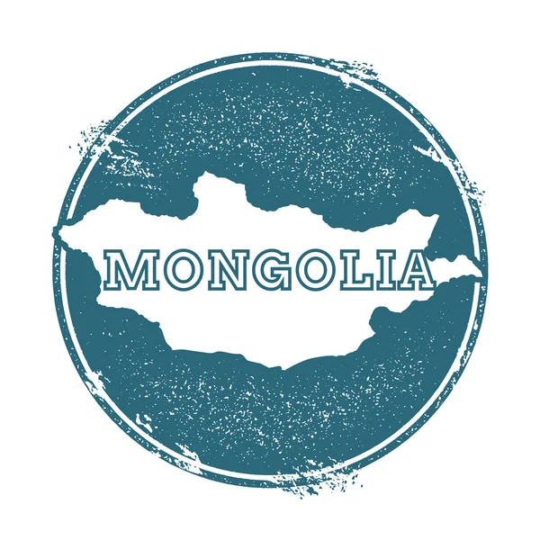 Grunge gummistämpel med namn och karta över Mongoliet, vektorillustration. — Stock vektor