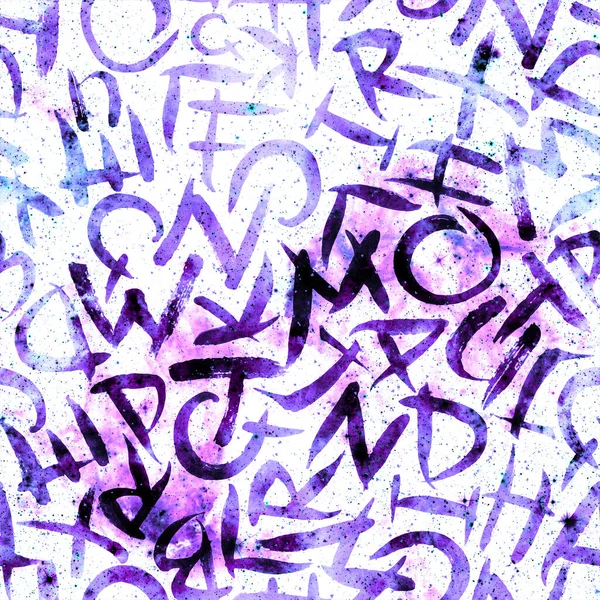 Letters seamless pattern. Red universe 