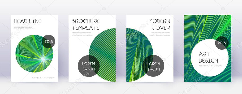 Trendy brochure design template set. Green abstrac