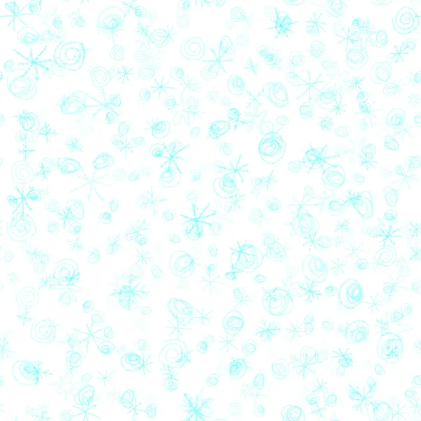 Copos de nieve azules dibujados a mano Christmas Seamless Patt —  Fotos de Stock