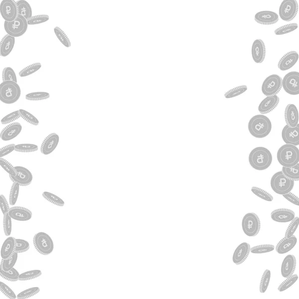 러시아 루블 동전이 떨어지고 있습니다. 여기저기흩어져 있는 검은 색과 검은 색 — 스톡 벡터