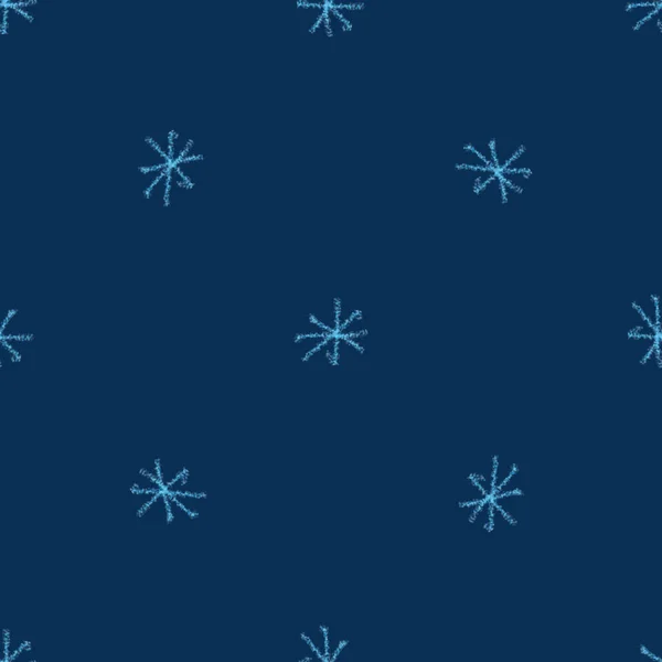 Hand Drawn blue Snowflakes Christmas Seamless Patt — Stock Photo, Image