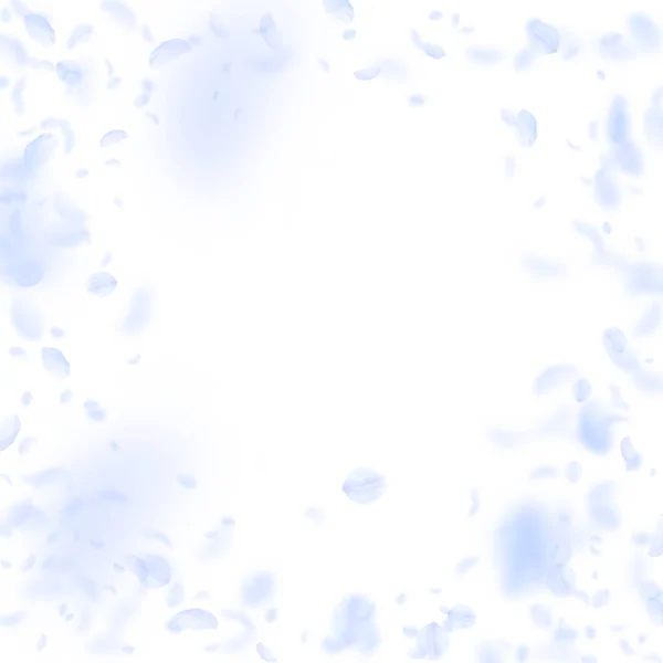 Pétalos de flor azul claro cayendo. Radiante rom — Archivo Imágenes Vectoriales