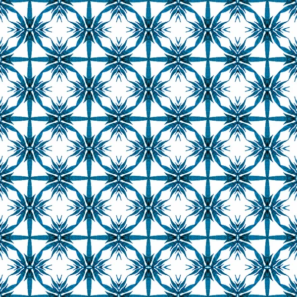 Acuarela ikat repitiendo borde del azulejo. Azul. — Foto de Stock