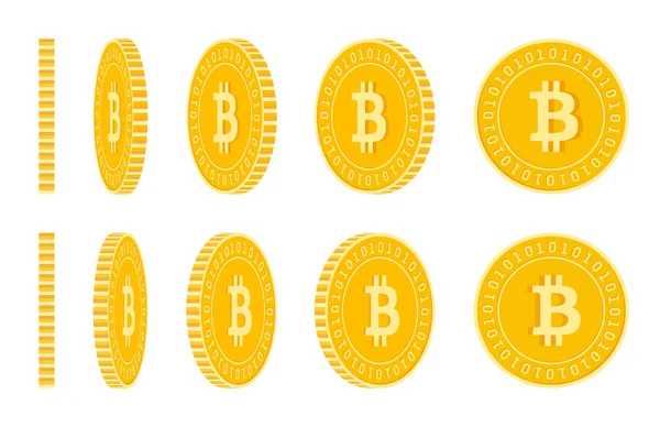 Bitcoin, zestaw monet walut internetowych, animacja re — Wektor stockowy