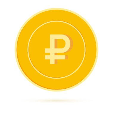 Beyaz arka planda izole edilmiş Rus rublesi. R