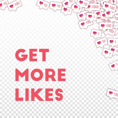 Sosyal medya simgeleri. Daha çok beğen konsepti. Düşüyor