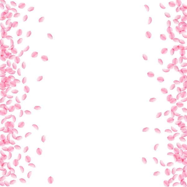 Лепестки Сакуры падают. Розовый шелковистый цвет — стоковый вектор