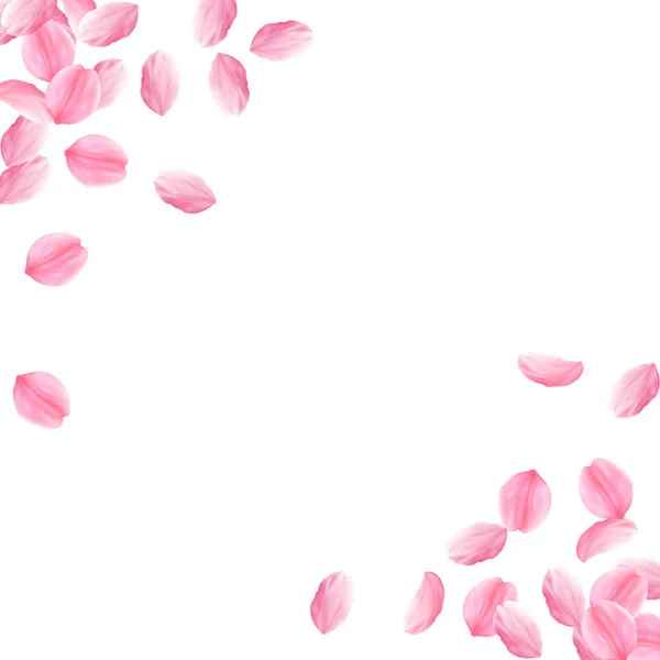 Pétalas Sakura a cair. Rosa romântico brilhante b — Vetor de Stock