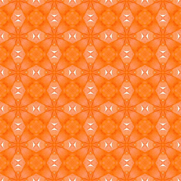Handgetekende groene mozaïek naadloze rand. Oranje — Stockfoto