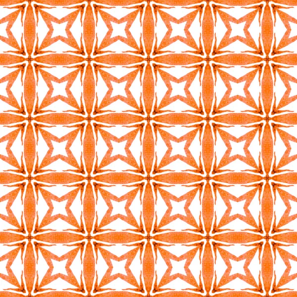 Watercolor ikat repeating tile border. Orange — Stock Photo, Image
