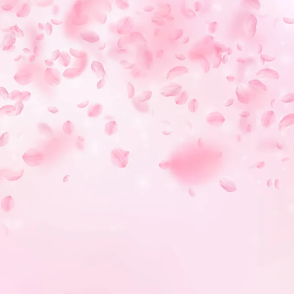 Sakura szirmok hullanak le. Romantikus rózsaszín virágok — Stock Vector