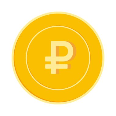 Beyaz arka planda izole edilmiş Rus rublesi. R