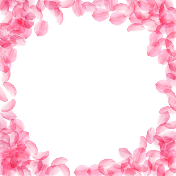 Sakura bloemblaadjes vallen naar beneden. Romantische roze zijdezachte bi — Stockvector