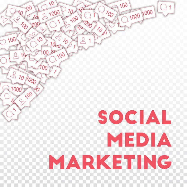 Ikoner för sociala medier. Marknadsföringskoncept för sociala medier — Stock vektor