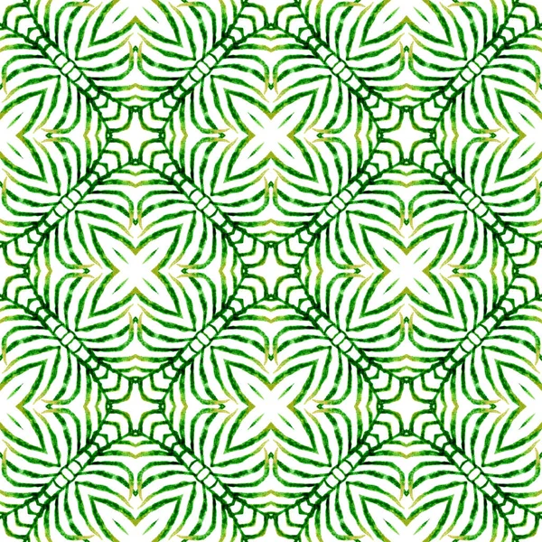 Green geometric chevron watercolor border. Green — Stock Photo, Image