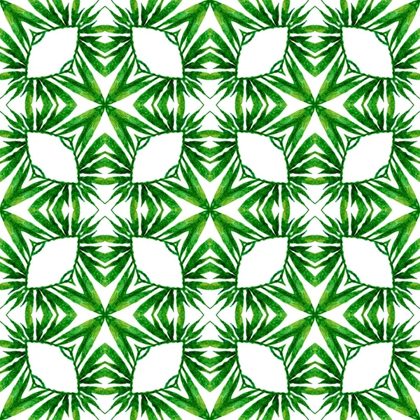 Handritad grön mosaik sömlös gräns. Grön — Stockfoto