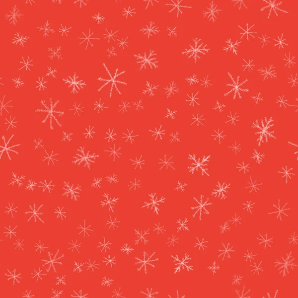 Hand Drawn white Snowflakes Christmas Seamless Pat — Stock Photo, Image