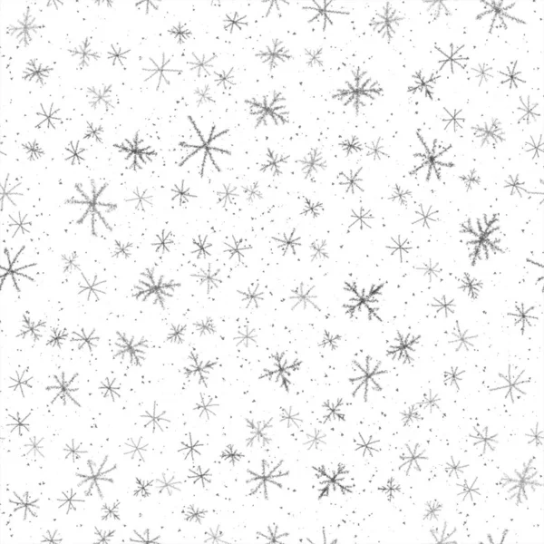 手描きグレーの雪片クリスマスシームレスなパット — ストック写真