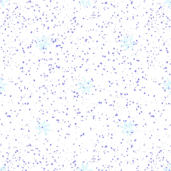 Copos de nieve azules dibujados a mano Christmas Seamless Patt —  Fotos de Stock