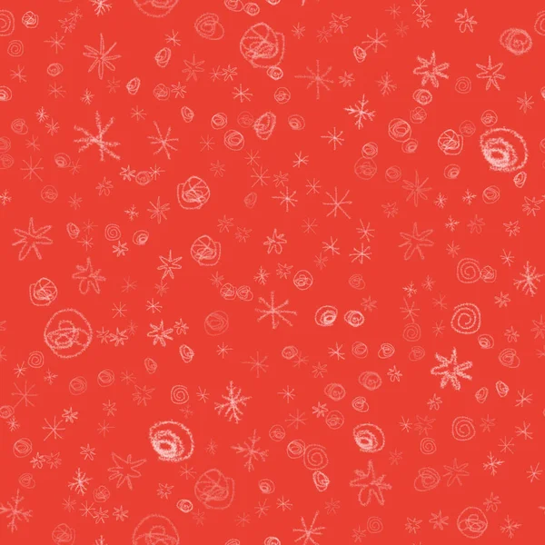 Hand Drawn white Snowflakes Christmas Seamless Pat — Stock Photo, Image
