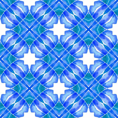 Elle boyanmış suluboya kenar. Mavi 