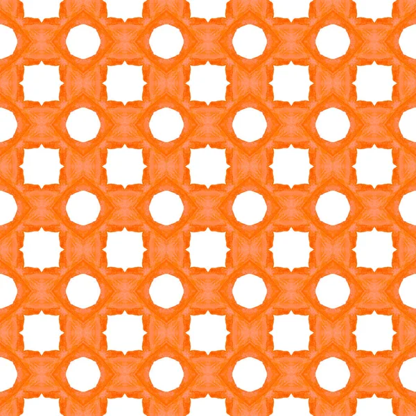 Acuarela ikat repitiendo borde del azulejo. Naranja — Foto de Stock