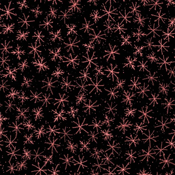 Hand Drawn red Snowflakes Christmas Seamless Patte — Stock Photo, Image