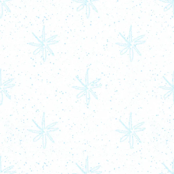 Hand Drawn blue Snowflakes Christmas Seamless Patt — Stock Photo, Image