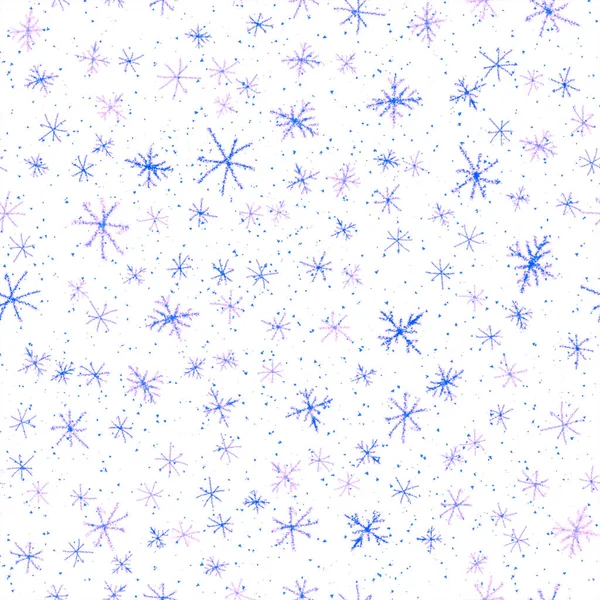 Hand Drawn blue Snowflakes Christmas Seamless Patt — Stock Photo, Image