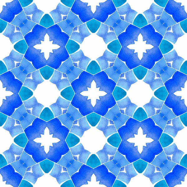 Wzór bez szwu mozaiki. Niebieski dramatyczny boho szyk — Zdjęcie stockowe