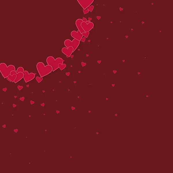 Rote Herzen lieben Konfettis. Valentinstag Ecke n — Stockvektor
