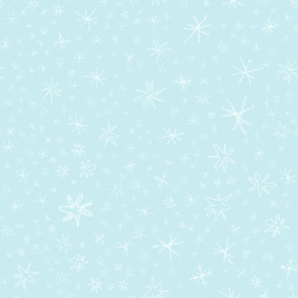 Hand Drawn blue Snowflakes Christmas Seamless Patt — Stock Photo, Image