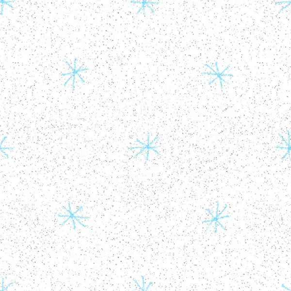 Copos de nieve azules dibujados a mano Christmas Seamless Patt —  Fotos de Stock