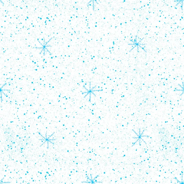 Copos de nieve azules dibujados a mano Christmas Seamless Patt —  Fotos de Stock