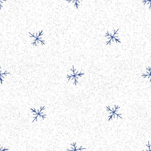 Copos de nieve azules dibujados a mano Christmas Seamless Patt —  Fotos de Stock