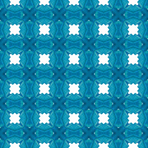 Medaillon naadloos patroon. Blauw schattig boho chic — Stockfoto