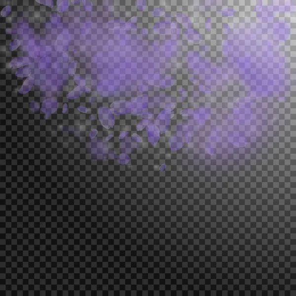 Pétalas de flores violetas a cair. Romântico pitoresco — Vetor de Stock