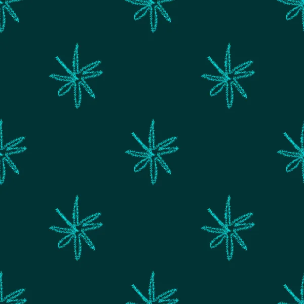 Handgezeichnete blaue Schneeflocken Weihnachten nahtlose Patt — Stockfoto