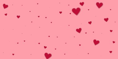 Kırmızı kalp konfetileri sever. Sevgililer Günü Düşüyor