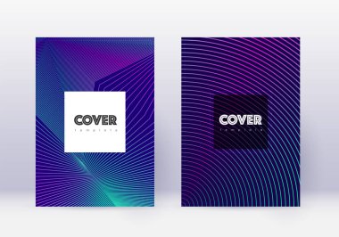 Hippi kapak tasarımı şablon seti. Neon soyut l