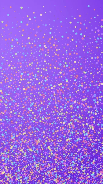 素晴らしいコンフェッティだ お祝いの星 紫色の背景に濃いカラフルな星 素晴らしいお祝いのオーバーレイテンプレート 垂直ベクトル背景 — ストックベクタ