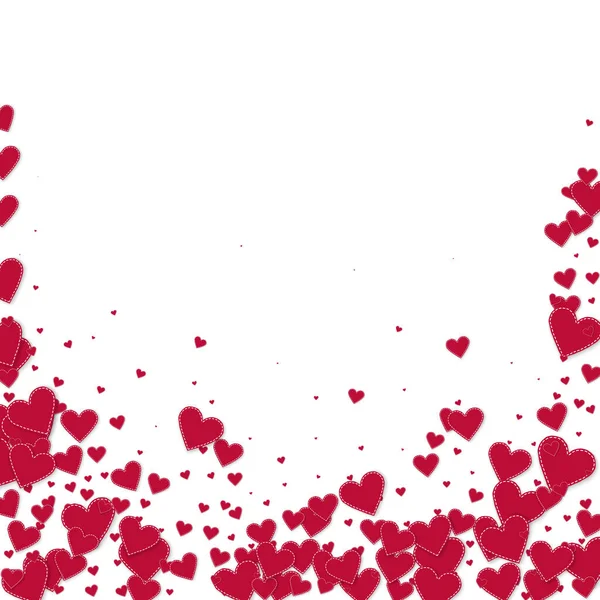 Il cuore rosso adora i confetti. San Valentino in caduta — Vettoriale Stock