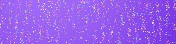 Festlich Strahlendes Konfetti Feierstars Bunte Sterne Auf Violettem Hintergrund Bewundernswerte — Stockvektor